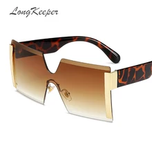 Негабаритные Квадратные Солнцезащитные очки без оправы для женщин, фирменный дизайн, плоский верх, большие солнцезащитные очки, женские, цельные, для путешествий, Gafa de sol 6931