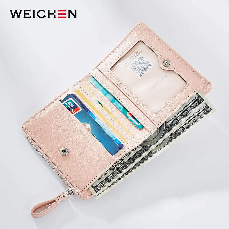 WEICHEN النساء محافظ مع حامل بطاقات التعريف الشخصية الفردية سستة عملة جيب السيدات صغيرة المحافظ الإناث محفظة Carteira جودة عالية