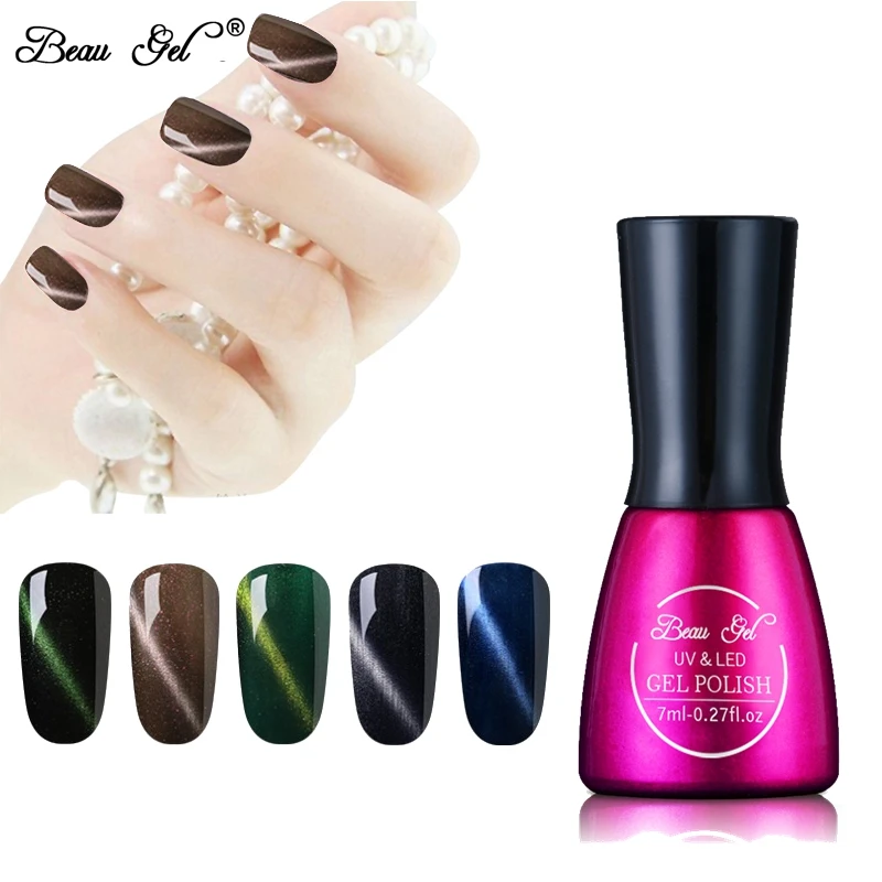 Гель лак для ногтей Beau Gel Cat Eye магнитный отмачиваемый УФ светодиодный гибридный