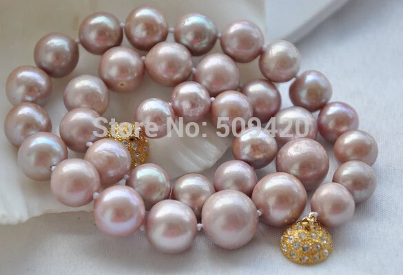 

Free Shipping >>AAA++ 12mm ROUND PURPLE FRESHWATER PEARL NECKLACE 17inch