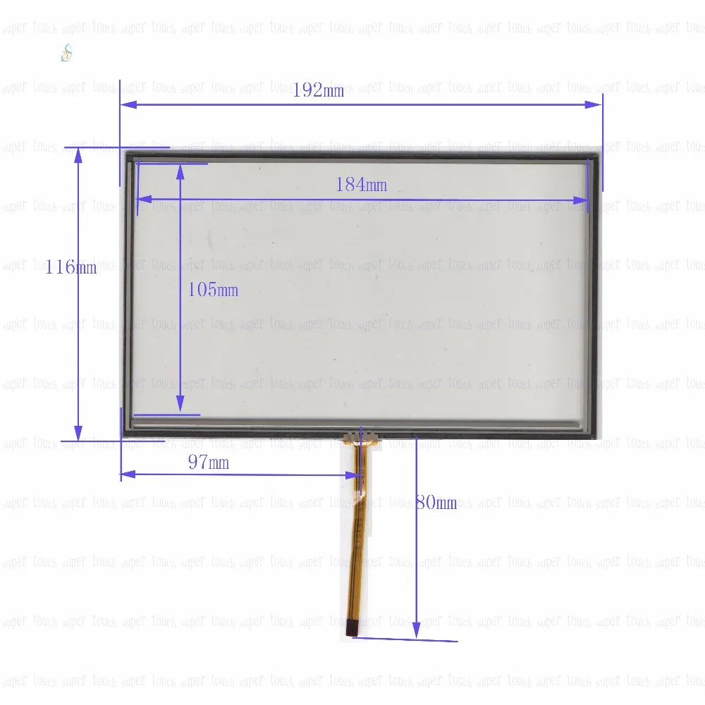 

ZhiYuSun 192mm*116mm KDT-6259 8inch 4-wire resistive touch panel for Car DVD, 192*116 GPS Navigator screen glass