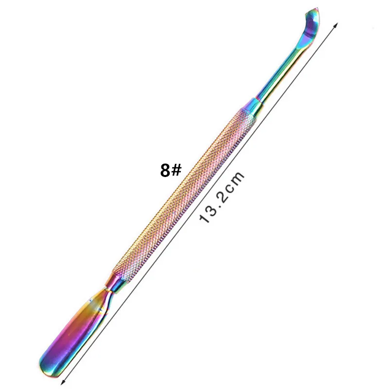 Маникюрный набор, набор для ухода за ногтями, педикюрные инструменты, двусторонний инструмент для удаления кутикулы, Радужный инструмент из нержавеющей стали для дизайна ногтей
