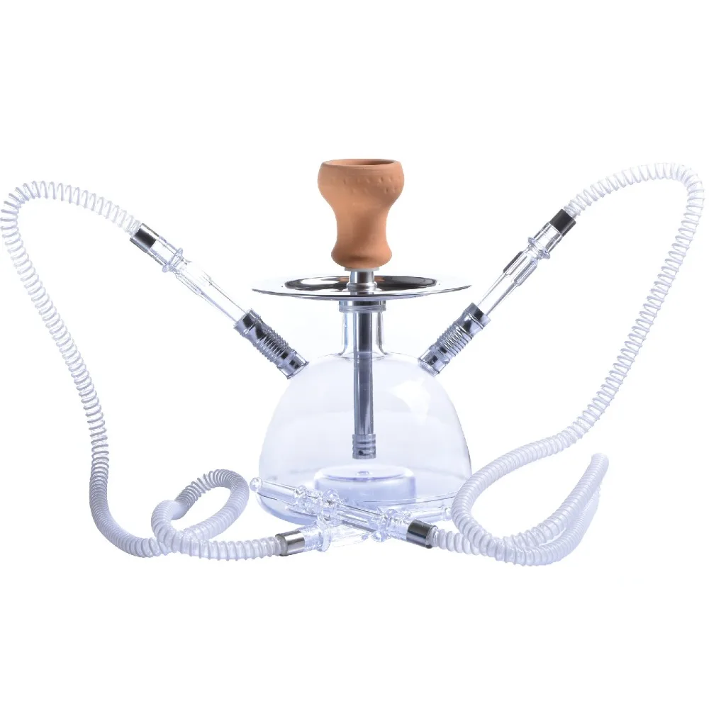 

Transparent Acrylic Hookah set with LED Light Sheesha Narguile Chicha Shisha include Pottery Bowl&Clip& Double Hose Shisha Set