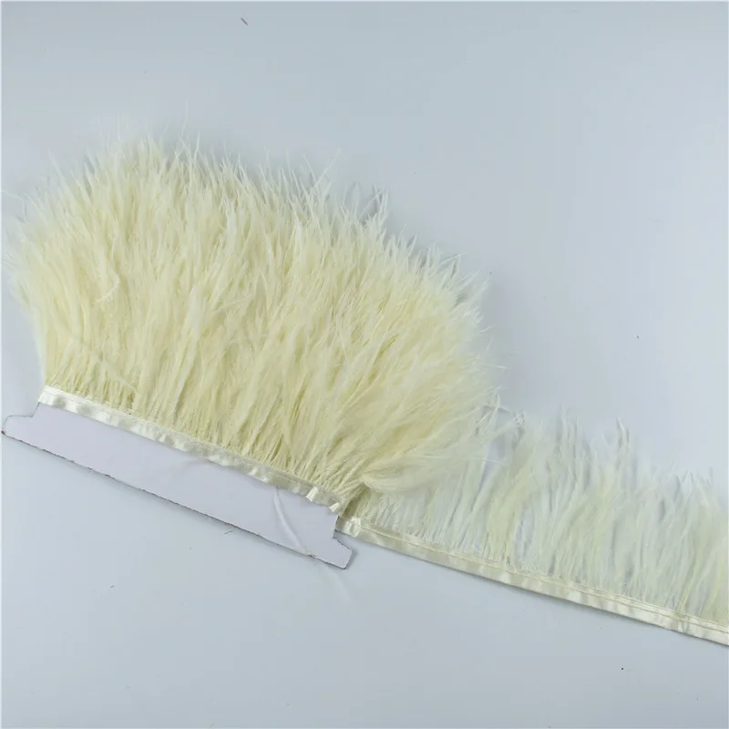 1 Meter 8-10CM Ostrich Feather Trims Natural Black White Ostrich Feather For Crafts Ribbon Fringe for Skirt Wedding Decor SD64 (12)
