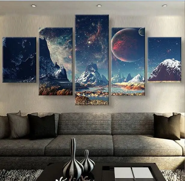 Large Framed Modern Art Abstract Original Mountain Space Indoor Decor Printed poster canvas