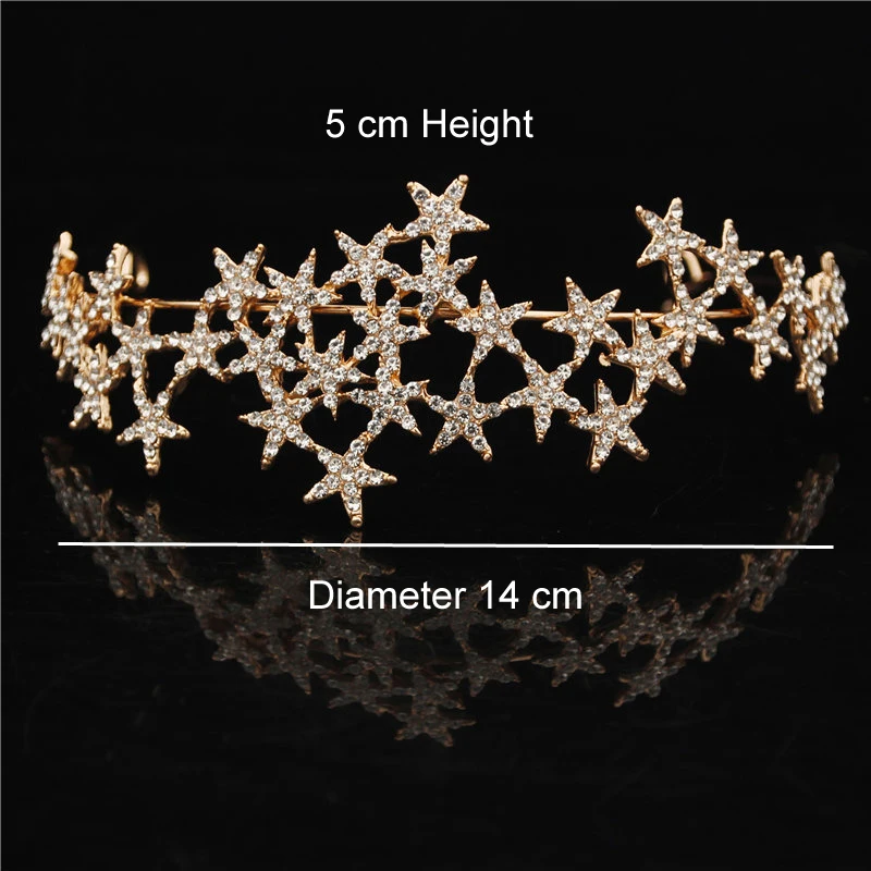 Роскошные серебряные Кристальные Звезды Повязки для волос винтажные Стразы Свадебная Корона-Тиара повязка для волос Свадебная Ювелирная тиара De Noiva Мода