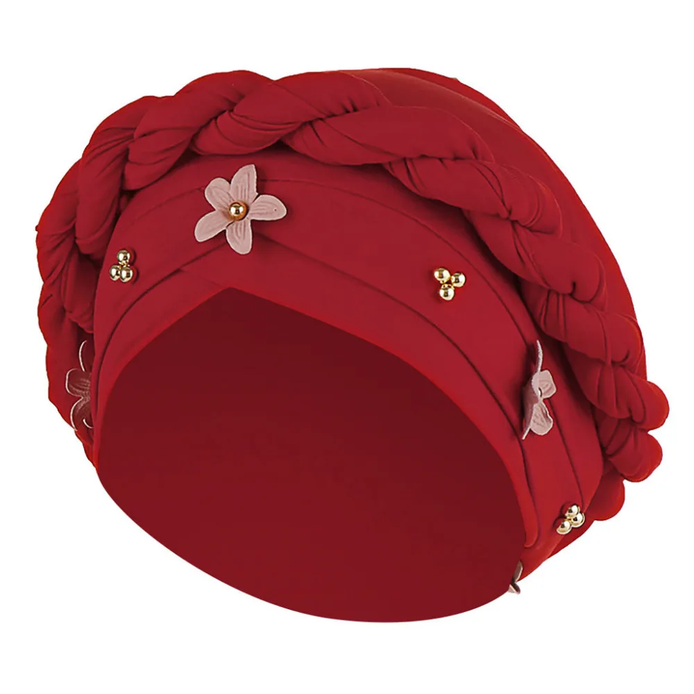 2019 Woman summer pretty flower twist wrapped head beach hat sunscreen beach hat cotton outdoor sports beach hat girl 40J5 (4)