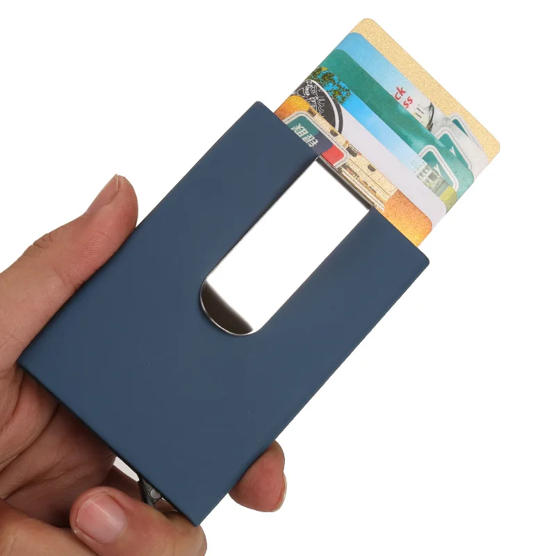 

2019 New High-Grade Credit Card Holder Fashion Automatic Pop-up Thin Bank Card Box PU+Metal Mini Business Card Case