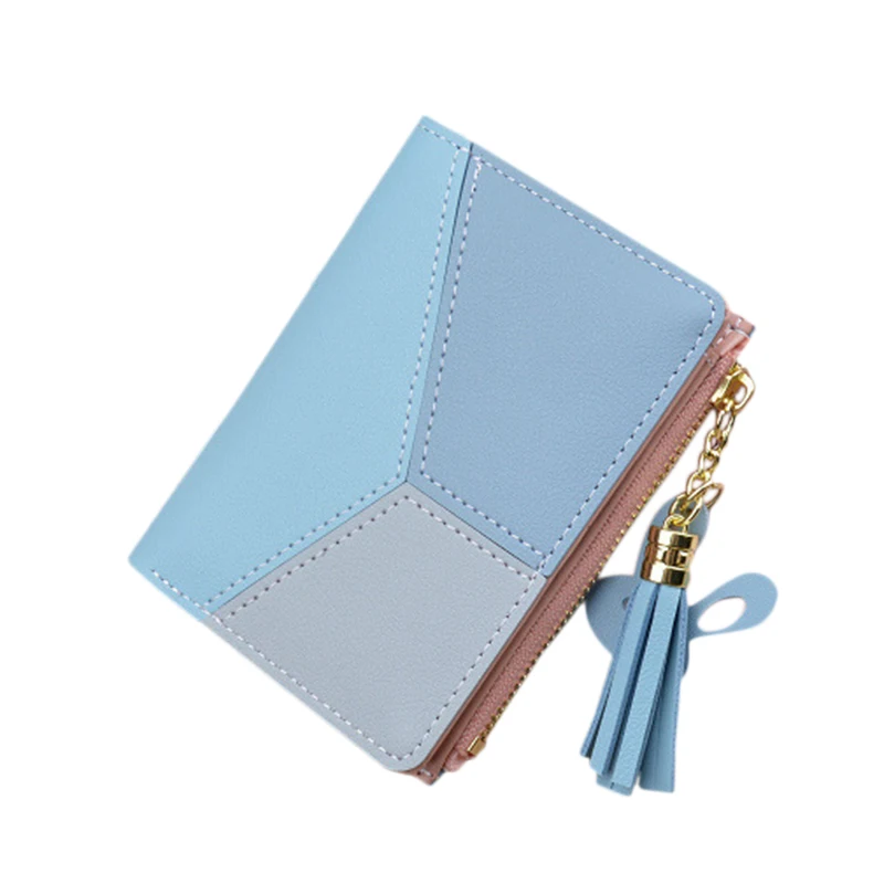 

New Big Capacity Wallet Short Women Wallets Zipper Purse Patchwork Fashion Panelled Wallets Trendy Coin Purse Card Holder Leat