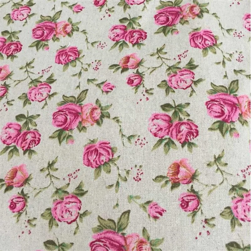 Cotton Linen Fabric Floral Printed Patchwork Fabric DIY Sewing