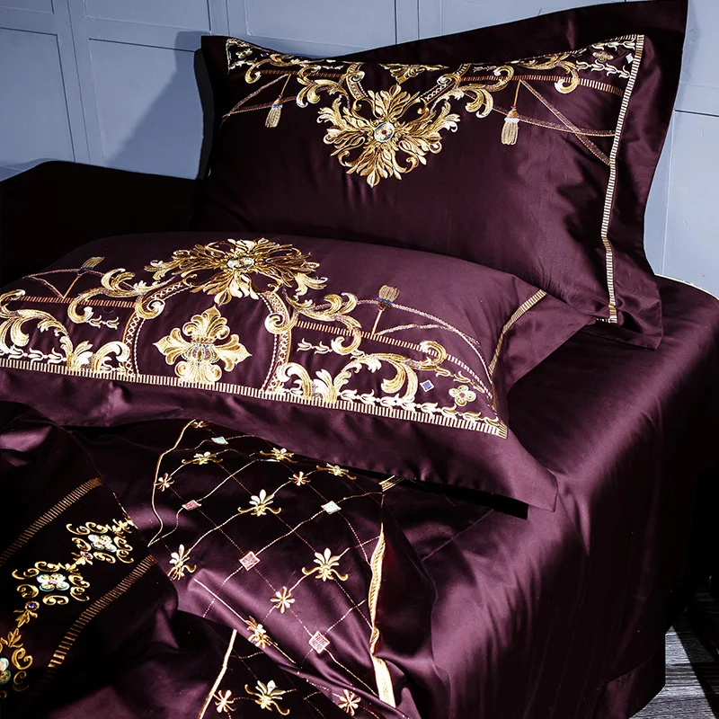 Египетский хлопковый комплект постельного белья, набор пододеяльников с вышивкой, супер мягкий пододеяльник, постельное белье королевского размера, 4 шт