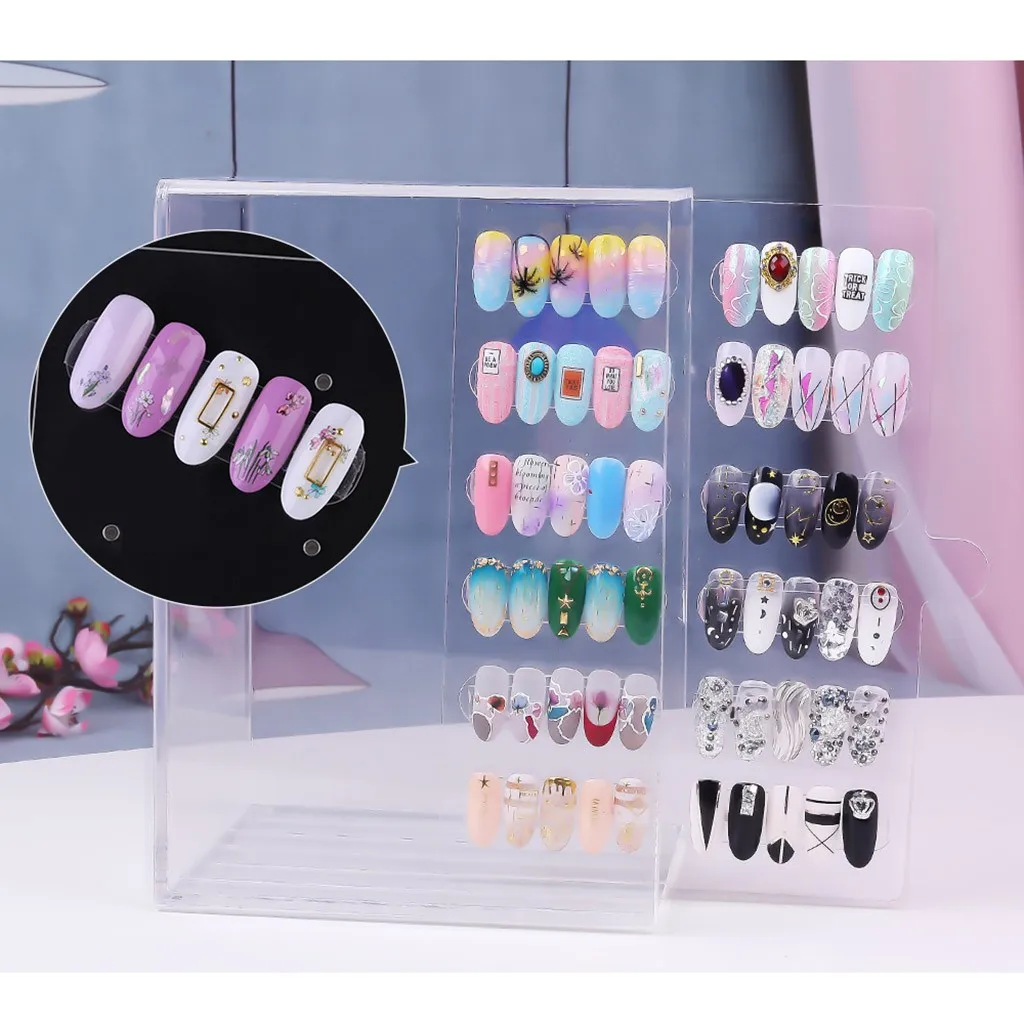 

New 2019 Fashion Acrylic 5Layers 60 Grid Magnetic Adsorption Removable Nail Work Table Nail Holder Maquiagem Drop Shipping