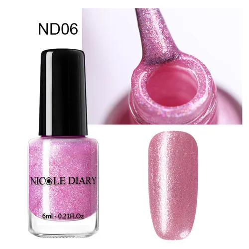NICOLE DIARY 6ml Peel Off Thermal Nail Polish Glitter Chameleon Color Changing Water-based Manicure Nail Art Varnish - Цвет: S7-ND06