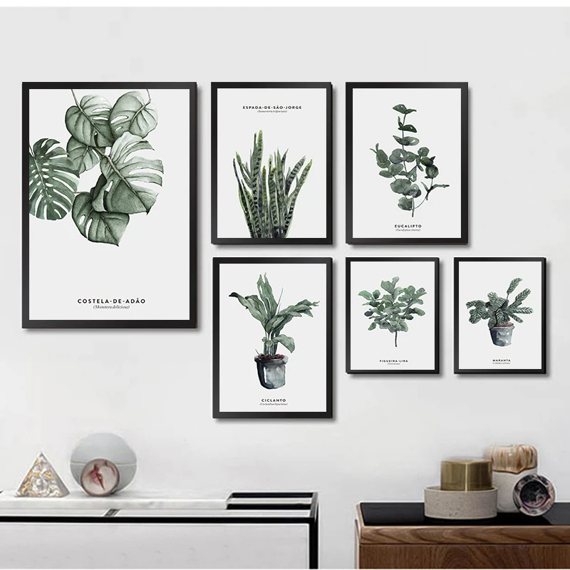 

Minimalist Green Plant Art Canvas Painting Prints And Posters Wall Painting Pictures for Living Room Modern Home Decor CH014