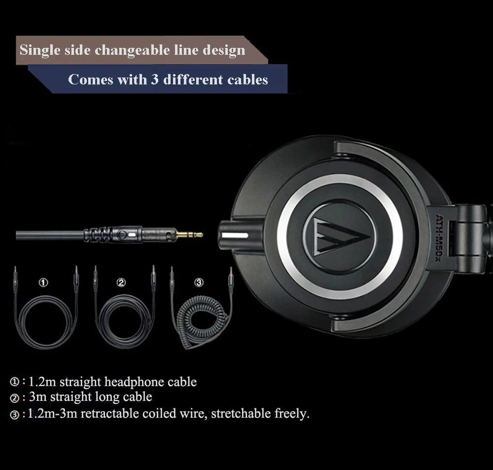 Оригинальные Audio-Technica ATH-M50x, профессиональные мониторные наушники, закрытые сзади, динамические Накладные Наушники Hi-Fi, складные наушники G