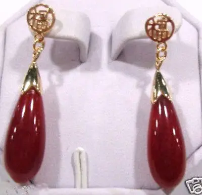 

Yellow FORTUNE Teardrop Red Natural Jade Earrings
