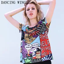 Женские повседневные футболки с принтом граффити, женские свободные футболки с круглым вырезом и коротким рукавом, топы