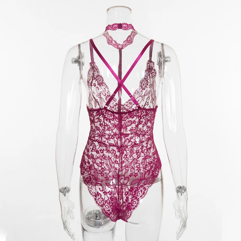 Gtpdpllt Sexy Halter lace bodysuit See-through Women hollow out Beach jumpsuit romper body feminino overalls Party bodysuits