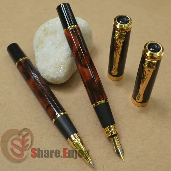 

2 PCS JINHAO 500 WINE MARBLE MEDIUM NIB FOUNTAIN PEN + ROLLER BALL PEN FREE SHIPPING