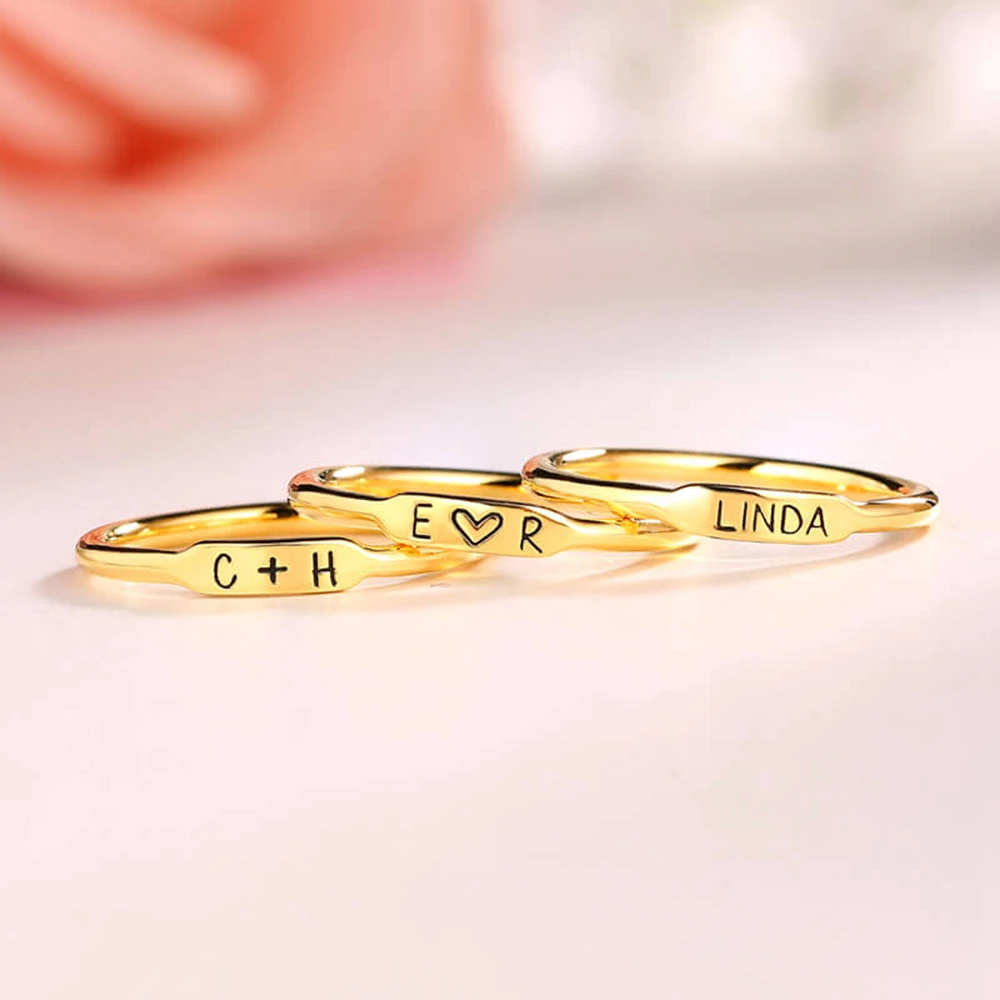 Personalized inspiration Sterling silver Stackable Rings