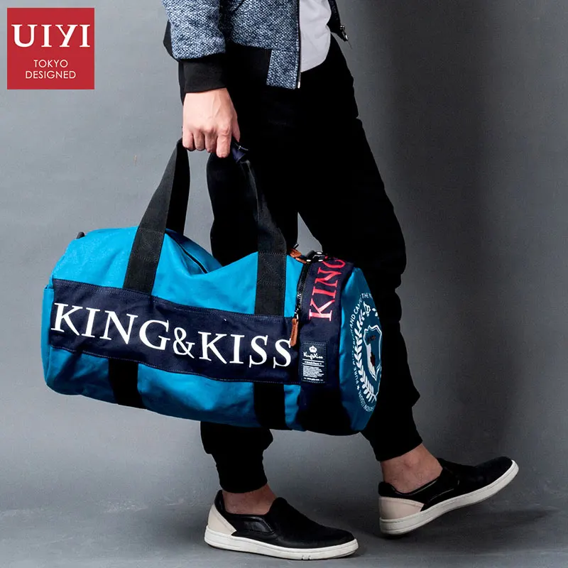 

UIYI Canvas Men Travel Bag Casual High Capacity Letter Printed Shoulder Bags Men Weekend Totes Bag Travel Duffle
