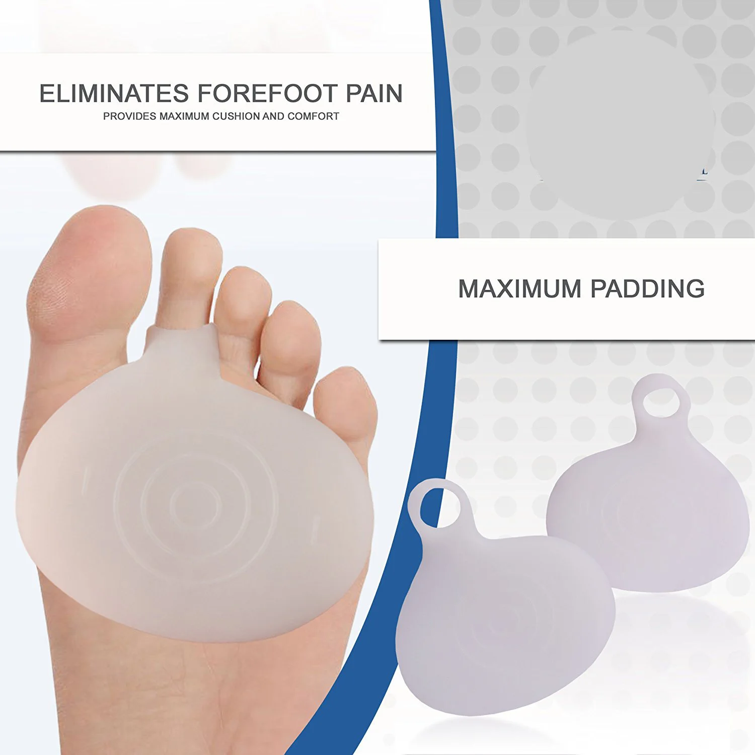 2Pcs Thick Medical Silicone Toe Pads Gel Forefoot Pad Feet Care High heels Half Insole Foot Care Sore Feet Pain Pedicure Z52401