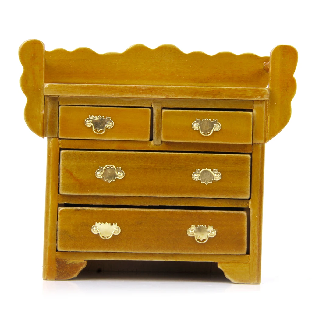 New 1/12 Dollhouse Drawer Chest with 4 Movable Drawer Miniature
