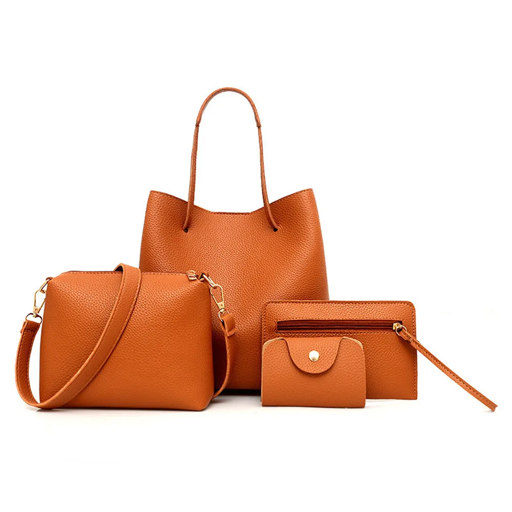 4 шт., женские сумки, кожаная сумка с узором+ сумка через плечо+ сумка-мессенджер+ посылка для карт, элегантные дамские сумочки на молнии
