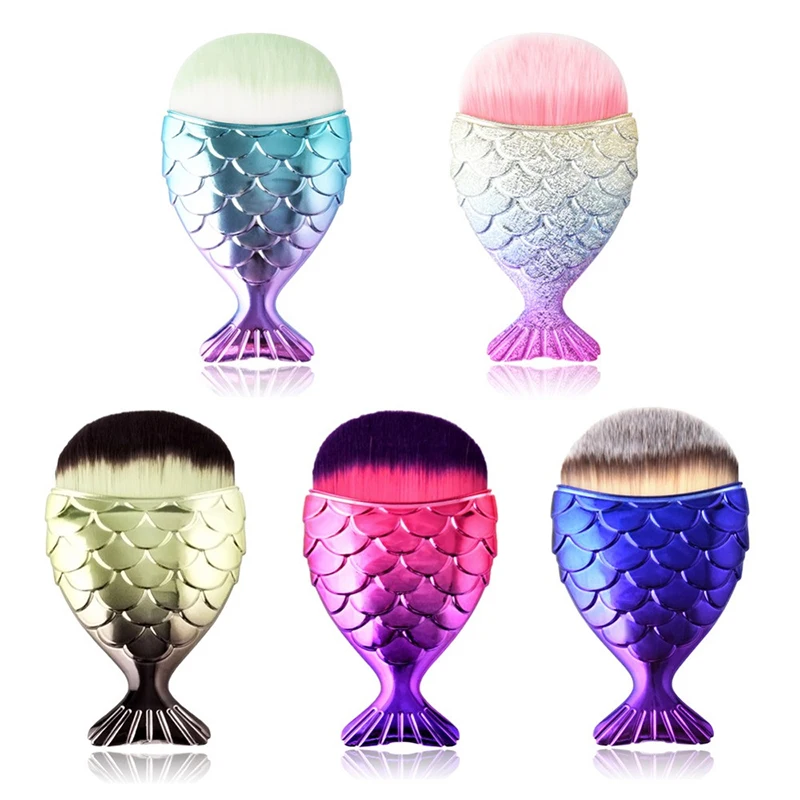 2019 New Professional Beauty Blush Face Powder Brush Woman Mermaid Makeup Brushes Daily Basic Foundation Portable Cosmetic Tools