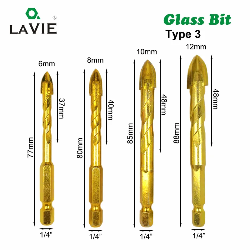 1 шт. 1/" шестигранное сверло для стекла, титана, керамики, набор сверл для бурения 3 4 5 6 8 10 12 мм, плитка, бетон, крестообразная плитка с плоским отверстием