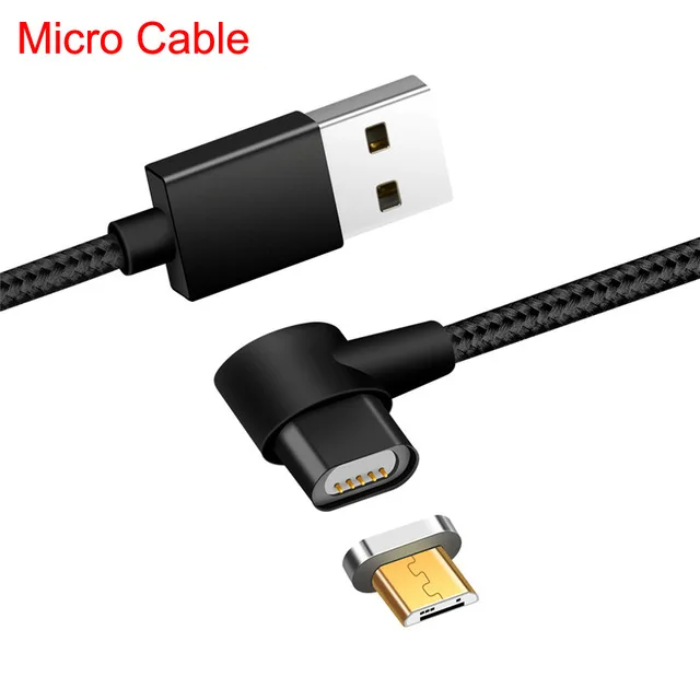 1 м 90 градусов Micro USB Магнитный зарядный кабель провод для быстрой зарядки данных провод для Xiaomi samsung Galaxy htc для huawei мобильного телефона - Тип штекера: Black