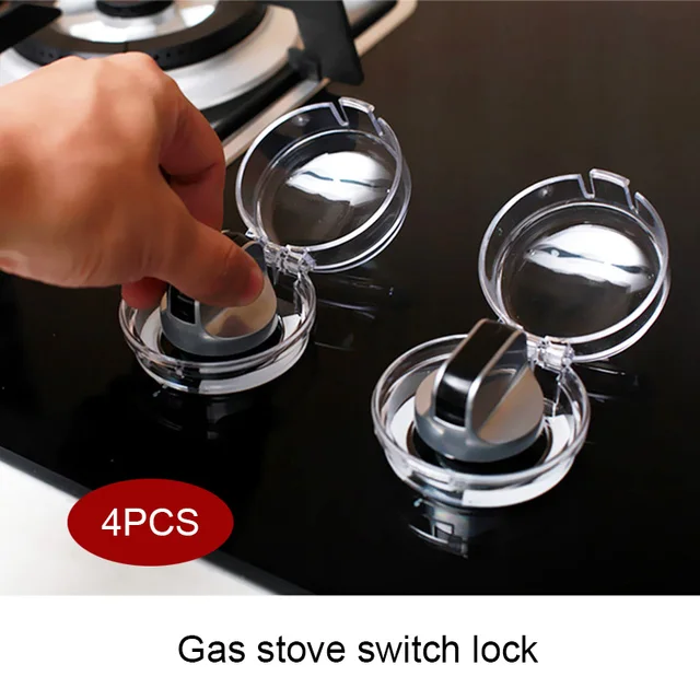 Buy 2/4 Pcs Clear Gas Stove Knob Cover Kit Kitchen Switch Protective Covers Hot