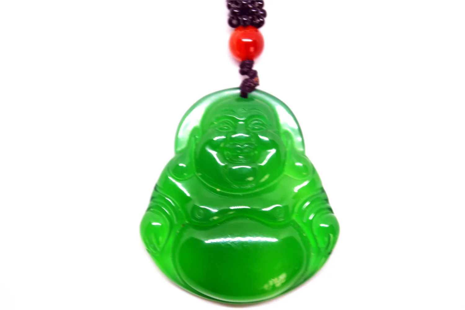 Green Jade Buddha Pendant Rope Necklace Jewelry Gift Natural Gemstone
