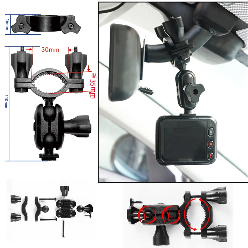 Fumalon Автомобильный видеорегистратор Кронштейн Автомобильный держатель для видеокамеры винтовой разъем для крепления к автомобильному зеркалу заднего вида кронштейн, крепление для велосипедного DV Bracke