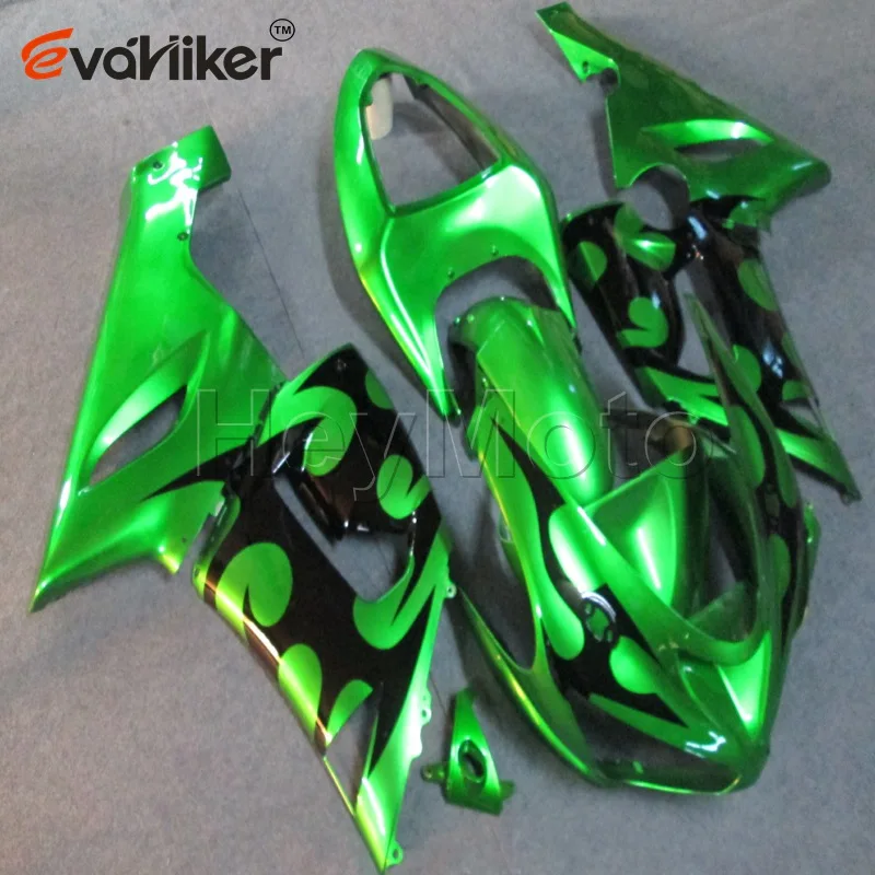 Пластиковые обтекатели CuABS для ZX6R 2005 2006 черное пламя ZX 6R 05 06 мотоциклетный хомут H3