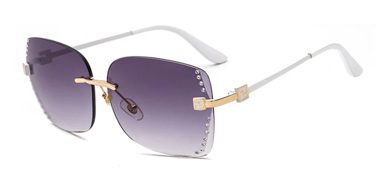 OUBR Новые Дамские бескаркасные Стразы солнцезащитные очки модные трендовые качественные солнцезащитные очки Брендовые дизайнерские градиентные солнцезащитные очки UV400 - Цвет линз: C2
