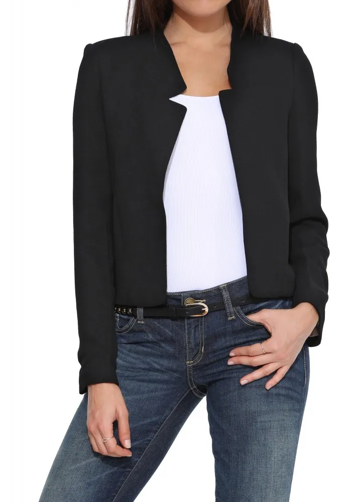 Mr.nut European and American women's V-neck casual jacket Simple and simple solid color slim long-sleeved small blazer
