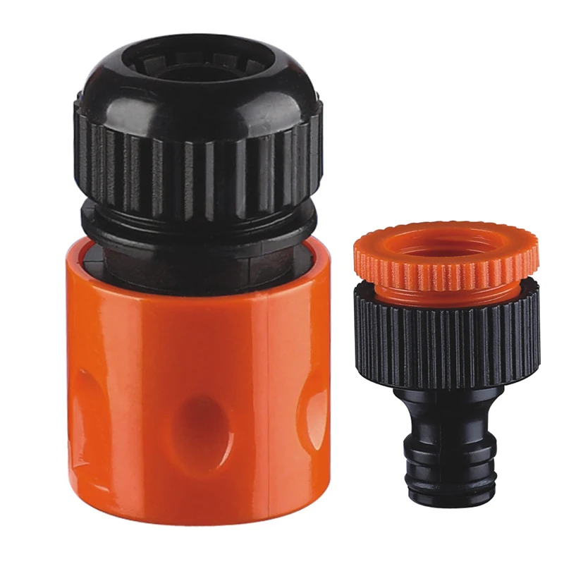 

2PCS Differnet Garden Watering Pipe Connector Set 1/2" Hose Quick Connectors + 1/2" to 3/4" Female Threaded Faucet Connector