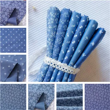

6 pcs 40cm*50cm Blue 100% Cotton Fabric For Sewing Fat Quarter Quilting Patchwork Tissue Diy Doll Cloth Kids Bedding Textile