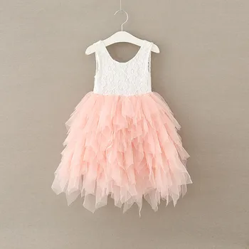 

2017 Orignal Pink Puffy Tulle Girls Princess Dress V Back Baby Girls Tutu Dresses For Wedding New Year Birthday Wholesale