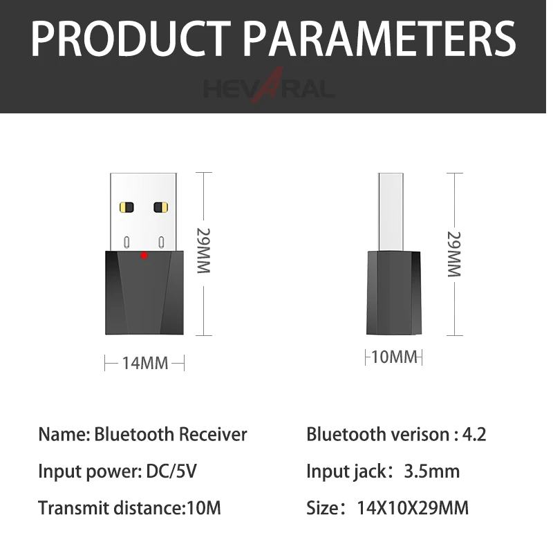 Hevaral стерео USB Bluetooth приемник 4,2 3,5 мм AUX разъем для автомобильных наушников динамик беспроводной аудио рецептор Bluetooth адаптер