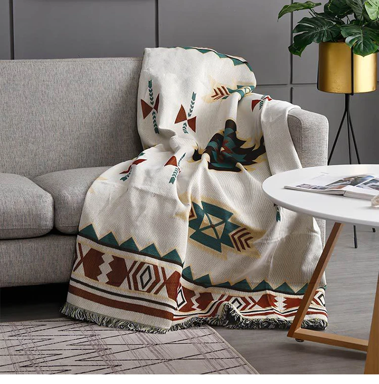 Boho Geometric Knitted Blankets Ethnic Blanket Anti-Mite Throw Towel Sofa Decorative Bed Decor Tassel Wall Tapestry Covers