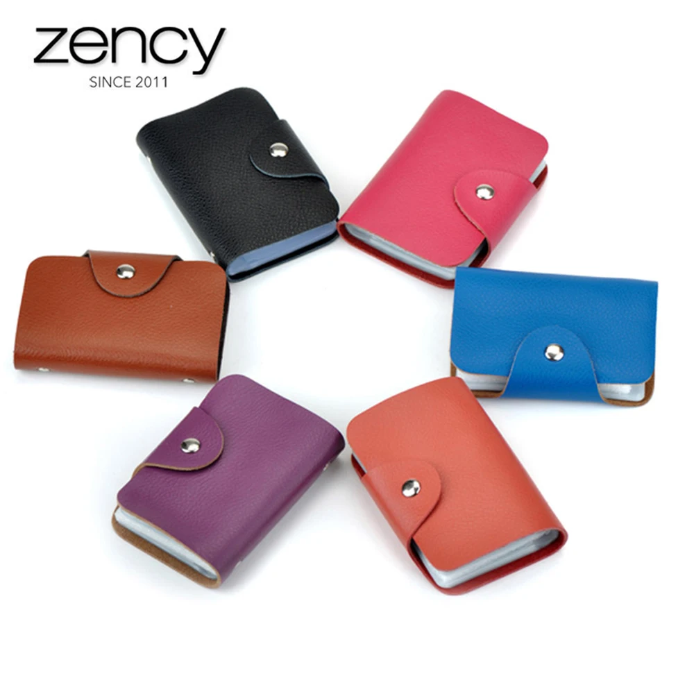 

Zency 12 Colors 100% Genuine Leather Wallet ID Bank Credit Card Holder Unisex Fashion Mini Purse Case Pocket Casual Small Bag