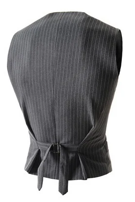 ZOGGA 2019 New Men's Business Casual Slim Vests Fashion Men Solid Color Stripe Single-breasted Vests Fit Suit for Male Clothing