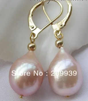 

hj 00198 14mm pink drip freshwater pearl dangle earring