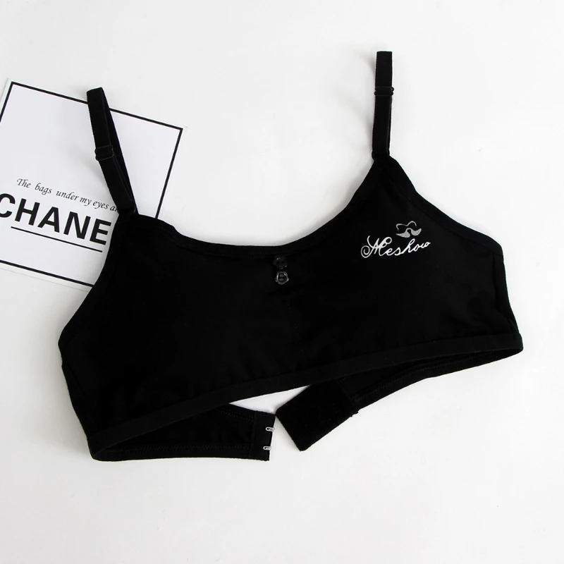 Young Girls Student Training Bra Wire Free Adjustable Cotton Letters Underwear