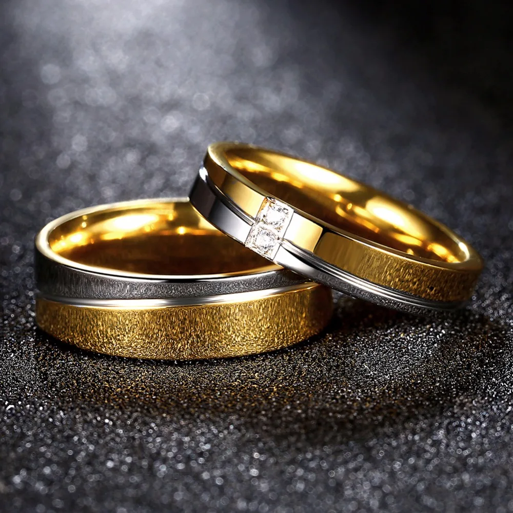 Anello Color Oro Pair Donna Anelli Set Per Le Donne Uomini Coppie di Cristallo Intarsio Anello Femminile Signora di Disegnousura a portata di mano