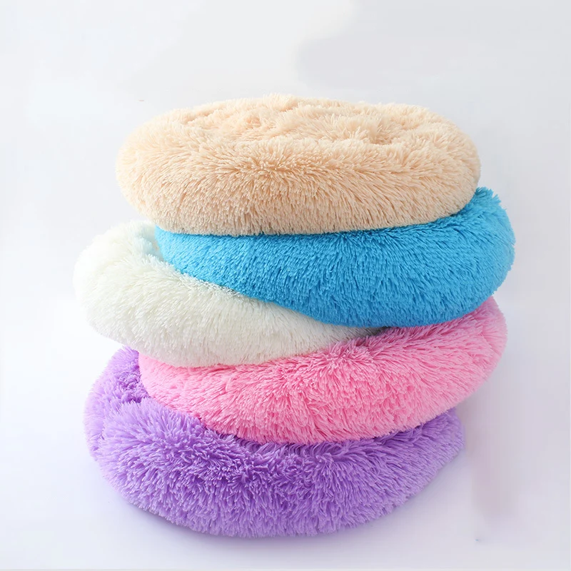 

Winter Warming Fluffy Round Dog Bed Mats Washable Cat House Breathable Lounger Sofa for Small Dogs Super Soft Plush Pet Kennels