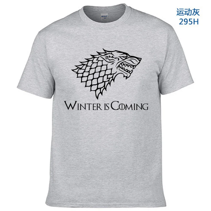 

Game Of Thrones Print Winter Is Coming Stark Blood Wolf Men T Shirt Casual Cotton High Quality Cool T-Shirt For Men