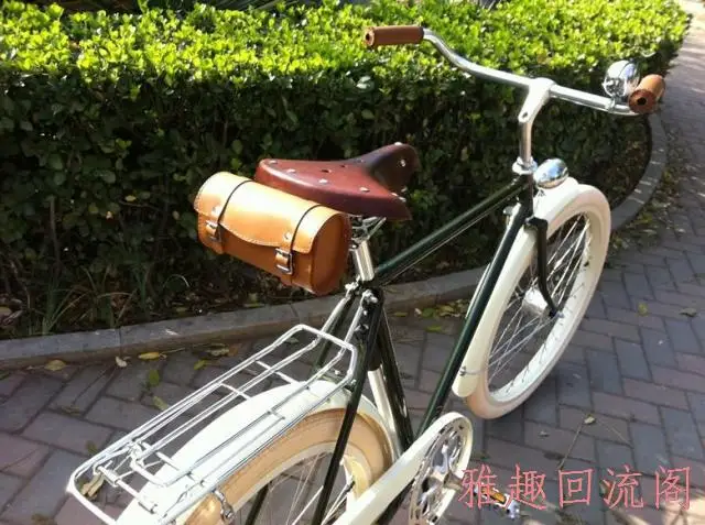 Top E0990 100% head layer cowhide Fixed gear bike Saddle bag Bicycle Hang back bag Handmade tool bag hot sale 40